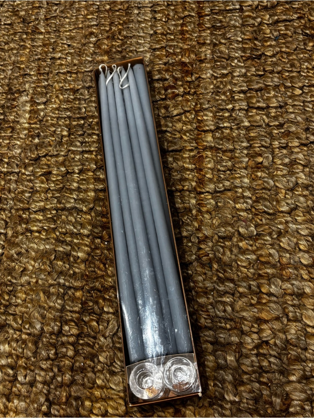 10 blue Taper Candles with 2 bases